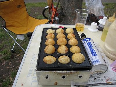 バーベキューでたこ焼き